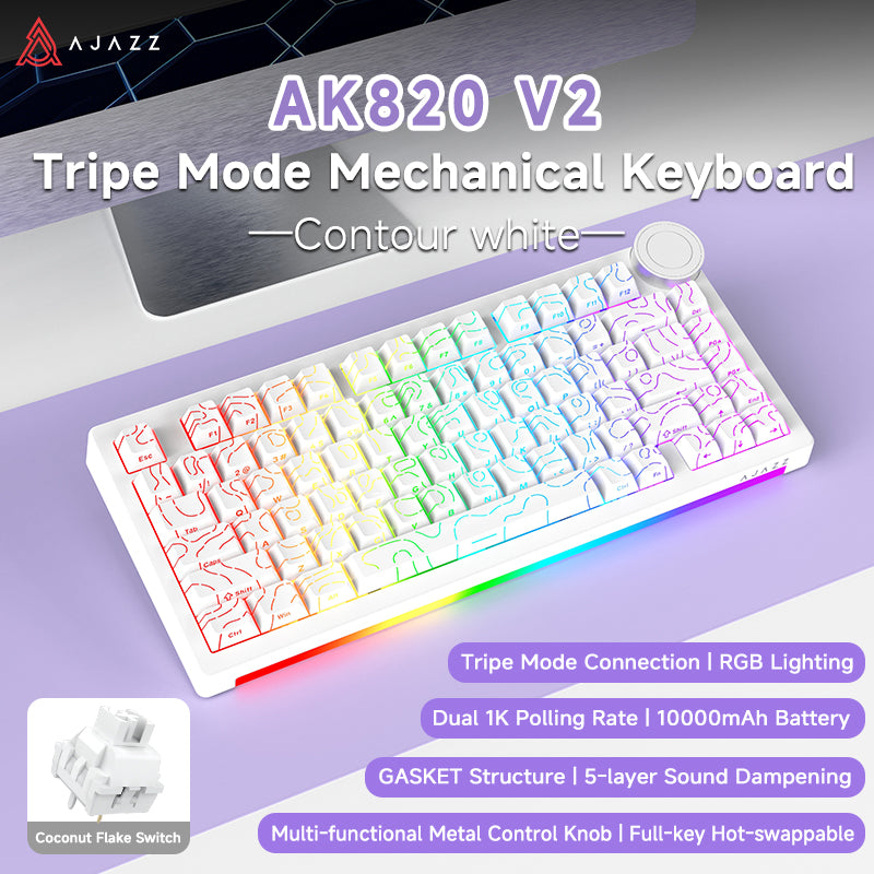 AJAZZ AK820 V2 Contour White + Coconut Flake